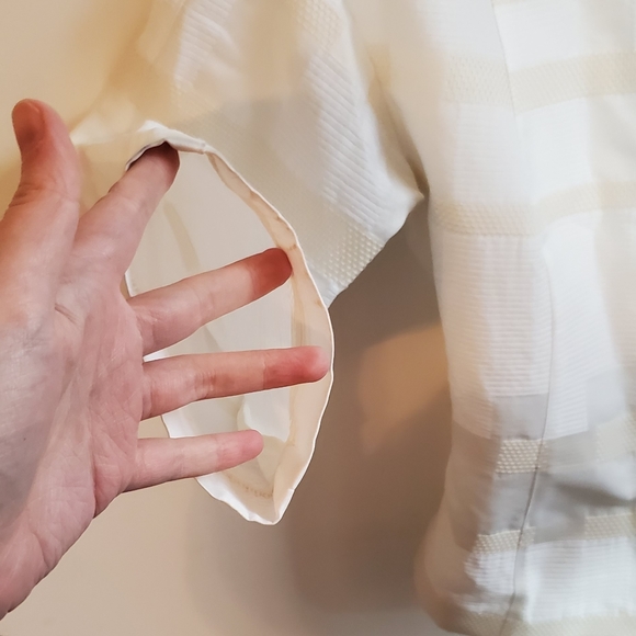 Worth New York White Broad Stripe Print Cream Belted Jacket Size XS / XP - Picture 10 of 12